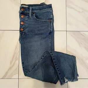 Madewell | 10” High Rise Skinny Jeans Button Fly Frayed Hem